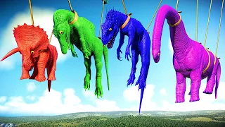 Jurassic World Evolution 2 - T-Rex Colors Vs Brachiosaurus Vs Indominus Rex , Dinosaurs Fight