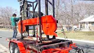 Moving My Giant Homemade Bandsaw Mill the New Backyard