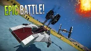 EPIC TIE vs A-WING Fighter Battle! - Space Engineers 11 v 11 Battle!