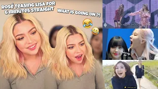 [REACTION] rosé teasing lisa for 6 minutes straight