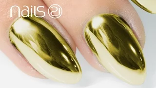 GOLD MIRROR POWDER NAILS Step by Step Tutorial - Nails 21