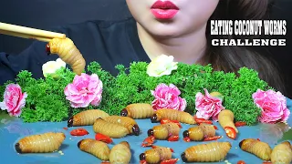 ASMR EATING ALIVE COCONUT WORMS CHALLENGE (EXOTIC FOOD) EATING SOUND | LINH-ASMR