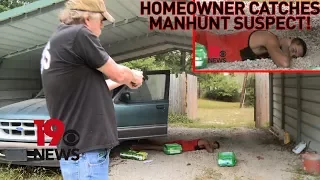 Homeowner holds Manhunt Suspect at Gunpoint!