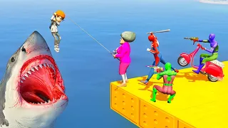 Scary Teacher 3D - Miss'T Kidnapped Nick and Tani - Shark Battle in the Sea (Spiderman team Revenge)