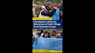 Ukrainians celebrate liberation of their village from Russian troops #shorts