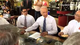 Vice President Joe Biden was talking immigration reform at the Common Ground coffee shop in Denver T