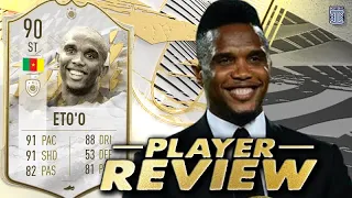 90 SBC MID ICON ETO'O PLAYER REVIEW! FIFA 22 ULTIMATE TEAM