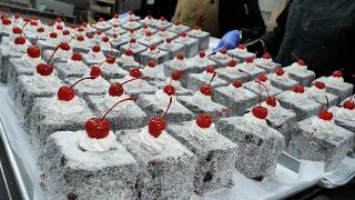 Australian-style sweet dessert cake! Making Remington Cake with Cherry Toppings - korean street food