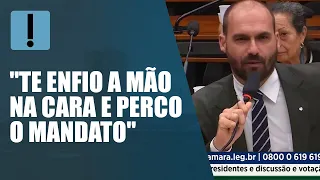 Eduardo Bolsonaro parte para cima de petista por “facada fake”