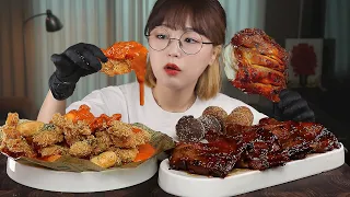 ASMR ROSE SAUCE CHICKEN, SMOKED CHICKEN, CHEESE BALLS MUKBANG🍗 | EATING SOUNDS