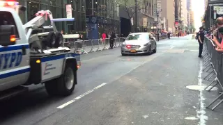 FULL DETAIL OF NYPD OFFICIALS HEADING PRESIDENT OBAMA'S MOTORCADE WHILE TRAVELING THROUGH MANHATTAN.