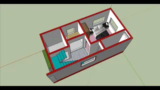 13'6"x26' ka 1 bhk house design ||  1bhk of 338 sqft  ||