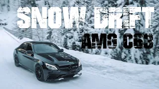 Mercedes C63 DRIFTING in the SNOW & Sleighing behind! ❄️🥶