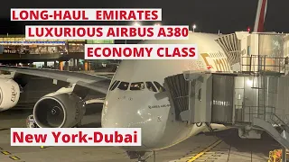 TRIP REPORT|New York -Dubai |Long Haul on the EMIRATES Airbus A380-800lEconomy class.