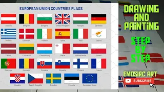 TIME LAPSE || ALL EUROPE FLAGS || FLAG OF EUROPEAN COUNTRIES || DRAWING AND PAINTING