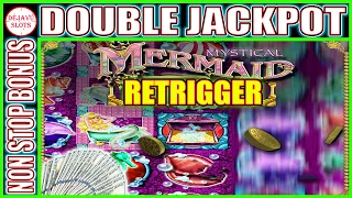 WOW DOUBLE JACKPOT With $200! Retrigger High Limit Mystical Mermaid Slot Machine