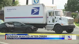 Gunman wanted after crash with USPS truck