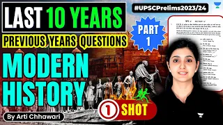 P1: Last 10 years Previous Year Questions on Modern History | UPSC Prelims 2023/24 | Arti Chhawari