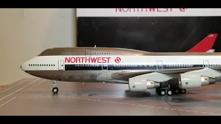 Gemini 200 Vintage Northwest Airlines B747-400(Retro Bare Metal Polished Livery)Review(FHD)