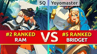 GGST ▰ SQ (#2 Ranked Ramlethal) vs Yoyomaster (#5 Ranked Bridget). High Level Gameplay