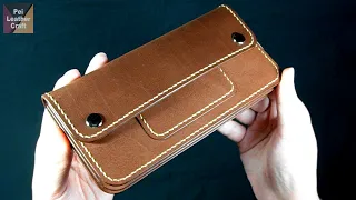 ロングウォレット（トラッカータイプ）の制作風景です[レザークラフト]  Long wallet (tracker type) Production scene[Leather craft]