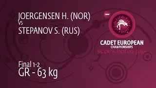 GOLD GR - 63 kg: H. JOERGENSEN (NOR) df. S. STEPANOV (RUS), 2-1