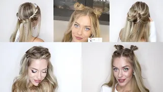 5 ПРОСТЫХ ПРИЧЕСОК НА РАСПУЩЕННЫЕ ВОЛОСЫ | TOP 5 EASY HALF UP HALF DOWN HAIRSTYLES