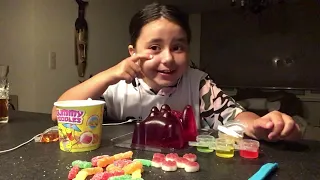 ASMR giant gummy bear and other sour Candy