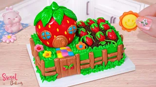 Garden Cake 💕 Cutest Miniature Strawberry Garden Cake Decorating 💕 Best Recipes By Sweet Baking