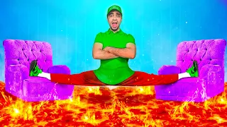 تحدي لا تدعس على الارض 😱 الارض كلها نار 🔥 | EXTREME FLOOR IS LAVA CHALLENGE!