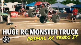 HUGE Primal RC Monster Truck Tears It Up At Grave Digger's Dungeon