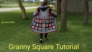 How to crochet Granny Square Coat - Step by step tutorial - Crocheting