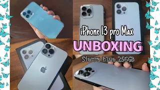 [ASMR]✨ Aesthetic ✨ iPhone 13 pro Max Sierra blue 🌨️ unboxing + Accessories | 256gb//