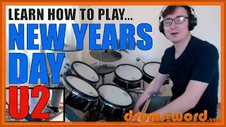 ★ New Years Day (U2) ★ Drum Lesson PREVIEW | How To Play Song (Larry Mullen Jr.)