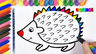 Hedgehog Drawing and Marker Pencil Coloring | Akn Kids House