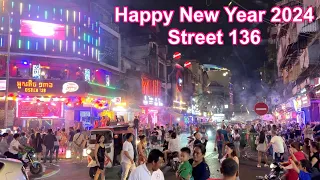 Cambodia Nightlife Happy New Year 2024 Phnom Penh Street 136 [4K]