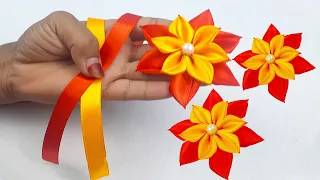 Amazing Ribbon Flower Work - Hand Embroidery Flowers Design - Sewing Hacks - DIY Easy Flower Making