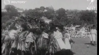 FIJI: Duke of Gloucester received by native dance ceremony in Suva (1935)