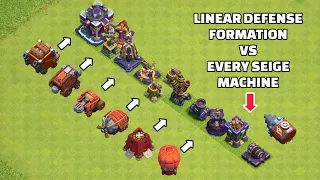 Linear Defense Formation Vs Every Siege Machines | Clash of Clans | Siege Machines