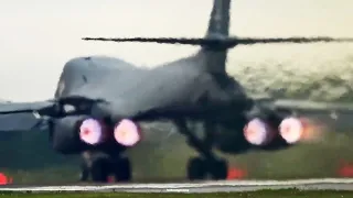 🇺🇸 The Awesome B-1B Lancer Bomber Sets Off Car Alarms on Takeoff at RAF Fairford