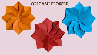 origami flower DIY- how to make an easy  paper origami flower for envelope gift topper paper craft