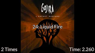 For how long is each Gojira song title sung?