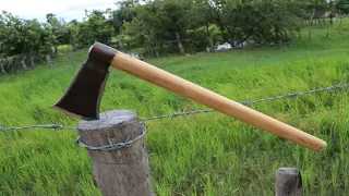 Blacksmithing - Forging A Long Blade Axe From Leaf Spring.