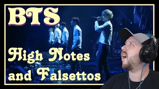 BTS High Notes and Falsettos REACTION | all 4 can do it... ALL 4!?!?!?