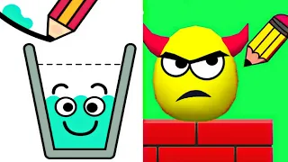 Draw To Smash VS Happy Glass Logic Puzzle Gameplay Walkthrough Level Up