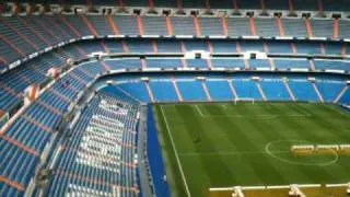High up view of the pitch and seating Santiago Bernabeu Stadium - Real Madrid