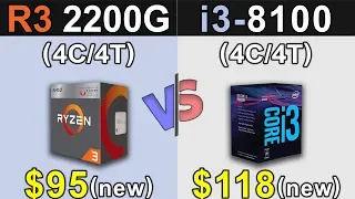 R3 2200G Vs. i3-8100 | RTX 2060 | Gaming Benchmarks