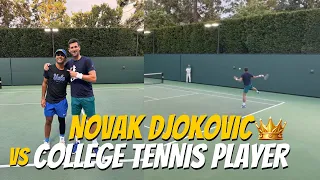 Novak Djokovic vs College Tennis player : some good points won by Govind Nanda against the GOAT