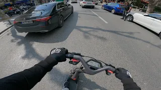 swerving through traffic on the Segway GT2