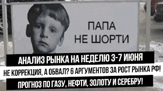 Анализ рынка на неделю 3-7 июня! На рынке обвал или коррекция перед ростом? Прогноз по газу! Газпром